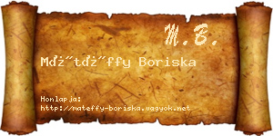 Mátéffy Boriska névjegykártya